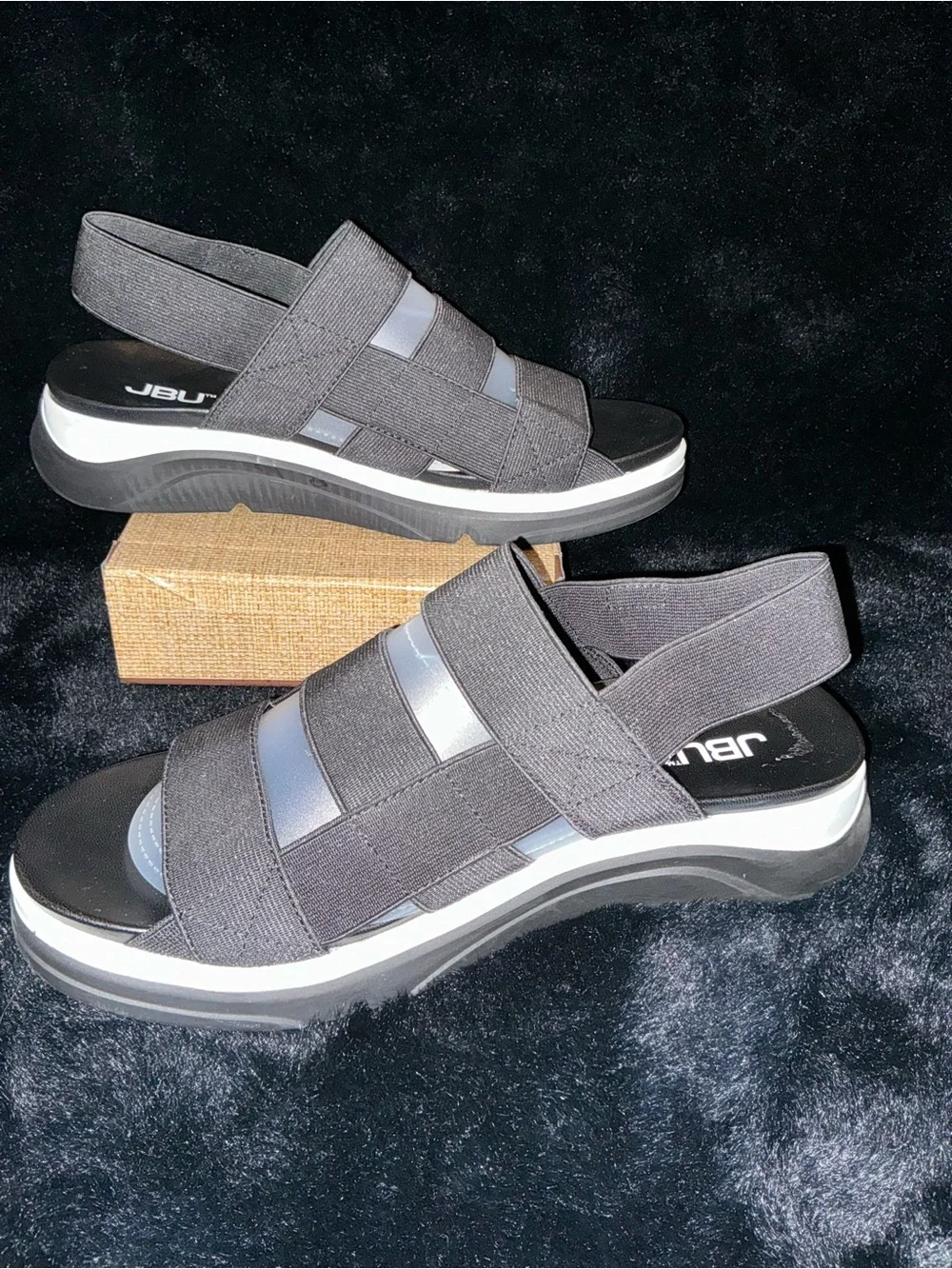 JBU by Jambu Ava Black Elastic Platform Slingback Sandal Size 9